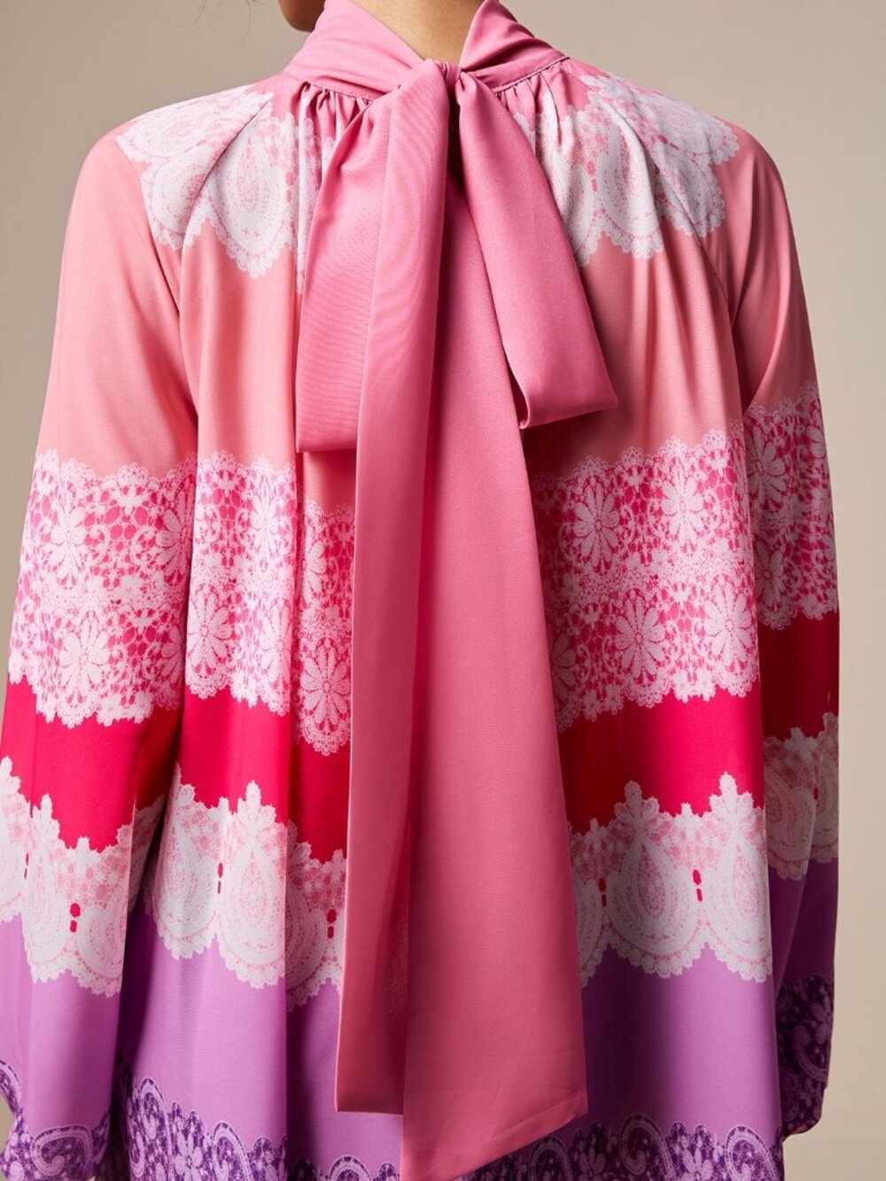 Multicolor Boho Women's Lace Print Dress - Picture 7 of 9